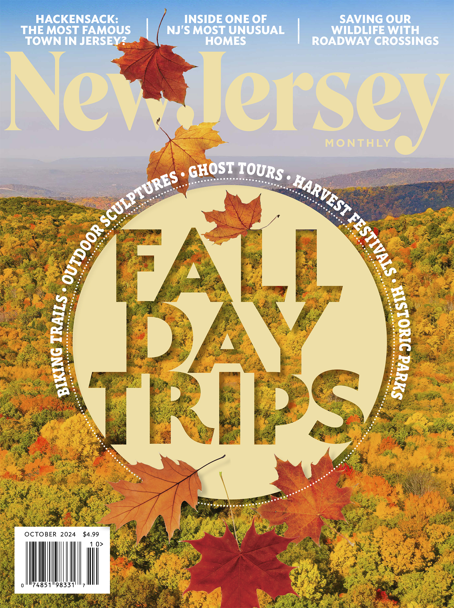 Cover of New Jersey Monthly Magazine with photo of Fall Mountain Scape taken with a Drone